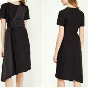 Banana Republic Mixed Media Dress Twist Asymmetrical Satin Size 2